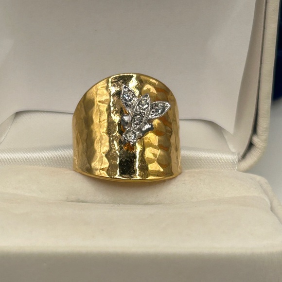 Vintage 18K HGE Heavy Gold Electroplate Crystal Fly Ring - Picture 9 of 11